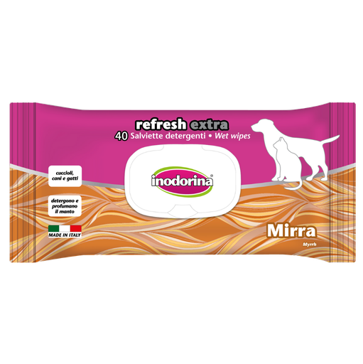 Lingettes Inodorina pour Chien et Chat (Myrrhe Orientale) 40pc