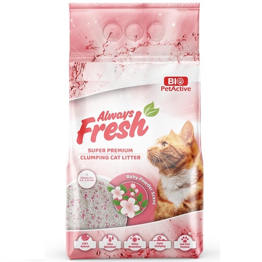 Litière agglomérante, parfumé et ultra-absorbante 5 Kg Always Fresh (parfum : Lavande | Baby powder | Savon de marseille) - Baby Powder