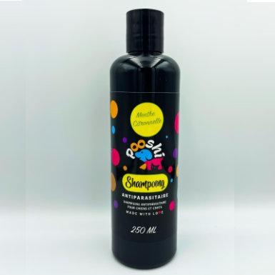 Shampoing Anti-Parasites Pooshi Chien et Chat Menthe Citronnelle (250ml)