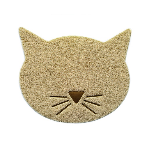 Tapis multifonction en forme de tête de chat Leopet ( Beige | Gris ) 37×43 cm - Beige