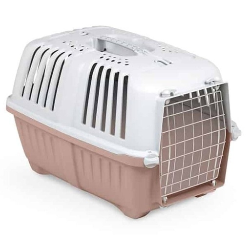 Caisse de transport pour chat et petit chien (Rose, Bleu et Vert) - Gris/Rose