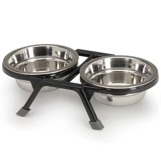 Camon Gamelles en acier avec support antidérapant et anti-bruit 2x240ml