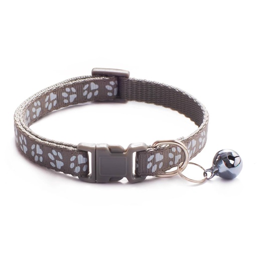 Collier réglable avec cloche pour chat - Gris