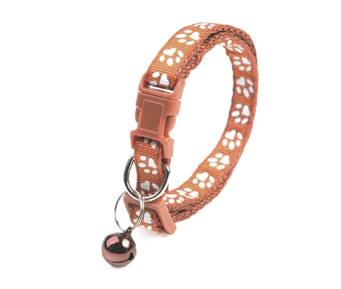 Collier réglable avec cloche pour chat - Marron