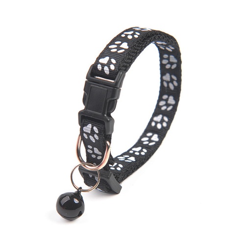 Collier réglable avec cloche pour chat - Noir
