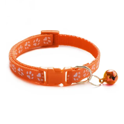 Collier réglable avec cloche pour chat - Orange