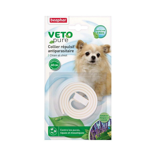 Collier VNA répulsif antiparasitaire pour chien&amp;chiot 60cm – Beaphar – Blanc