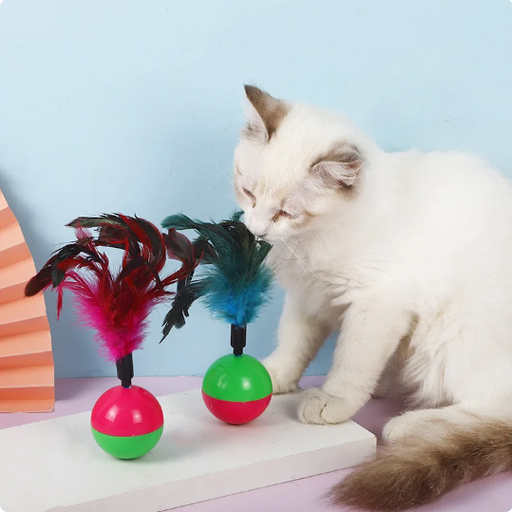 Jouet pour chat: Boulle stable avec plume