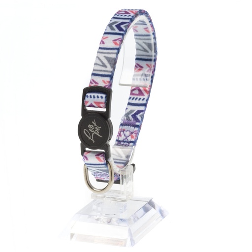 Leo Pet Collier Chat Maya 20-35cm (Blanc/Bleu | Orange/Vert | Noir) - Blanc/Bleu