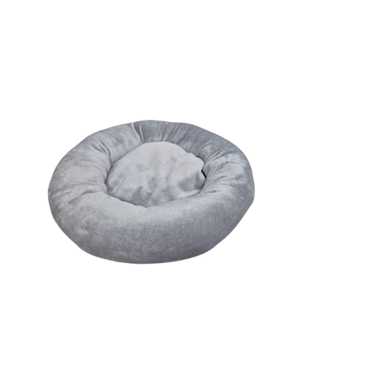 Lit Rond en Doudou Velours Ultra Doux pour Chat et Petit Chien - Diamètre 50 cm - Gris
