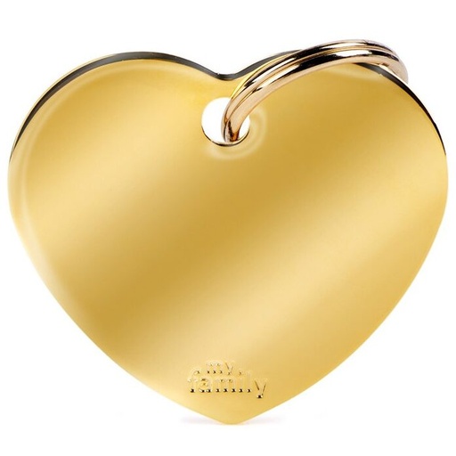 Médaille Basic Cœur Grand en Laiton Doré