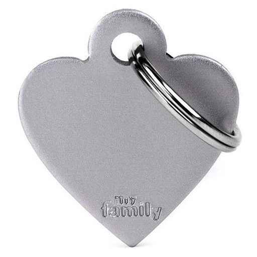 Médaille Basic Cœur Petit Gris en Aluminium