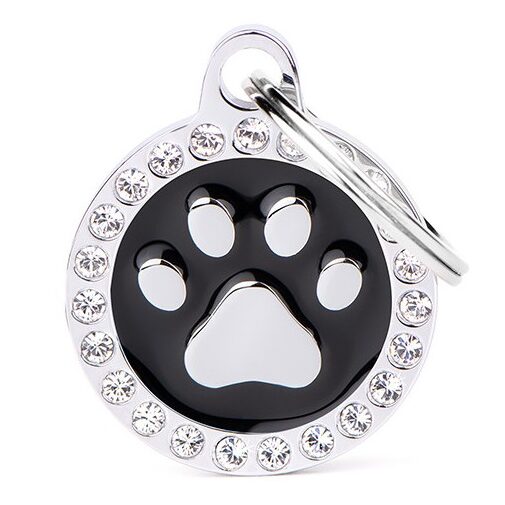 Médaille Glam Patte Noire avec Strass