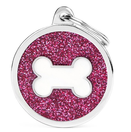 Médaille Shine Cercle Grand Glitter Rose Os Blanc