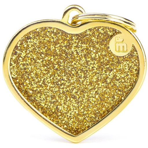 Médaille Shine Cœur Grand Glitter Dorée