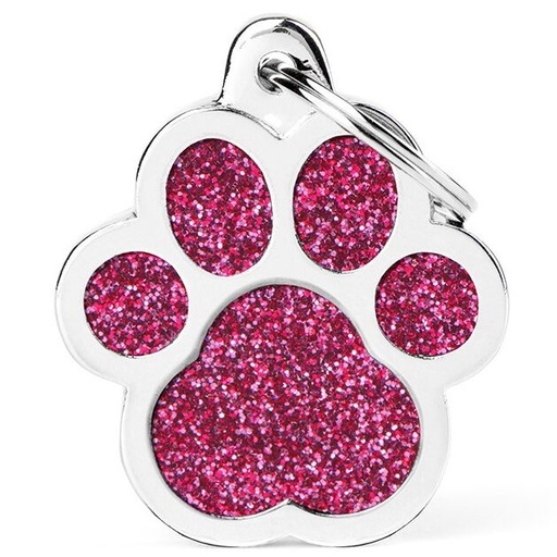 Médaille Shine Patte Grand Glitter Rose