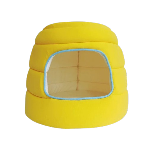 Niche pour chat nid et grotte, literie turquoise 40x40cm (Turquoise ou Jaune) - Jaune