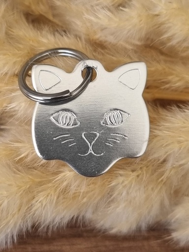 Pendentif personnalisable pour identifier votre loulou (forme patte ou tête de chat) - Tête de chat