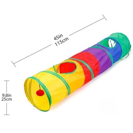 Tunnel d'exploration multicolor grand format pour chat 120cm (25cm diamétre)