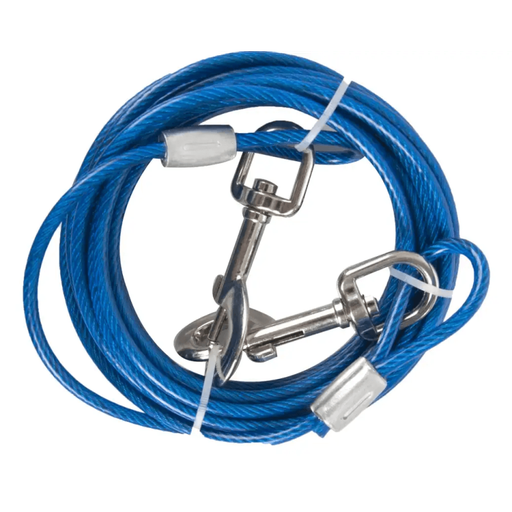 Flamingo Cable de Niche Acier Plastifier Bleu 5M - 5MM - (chien jusqu'à 20kg)