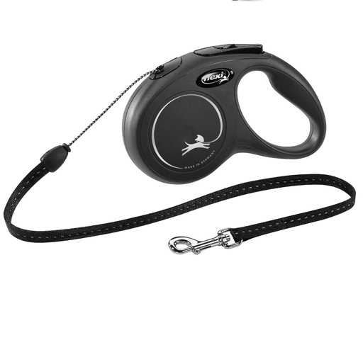 Laisse Standard Cordon 5M Noir Flexi (Taille S et M) - M poid du chien 20kg