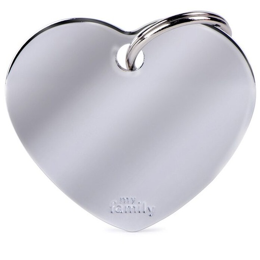 Médaille Basic Cœur Grand en Laiton Chromé