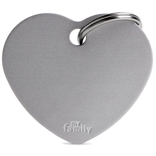 Médaille Basic Cœur Grand Gris en Aluminium